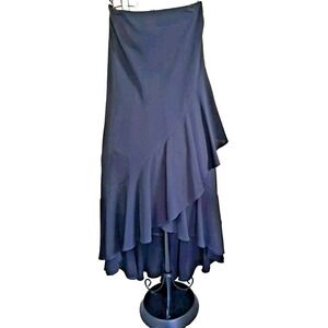 JS Collection Skirt Women's 10 Black Polyester Chiffon High Low Hemline Formal